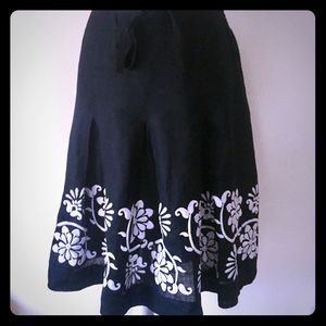Ann Taylor Embroidered Linen Circle Skirt 6p